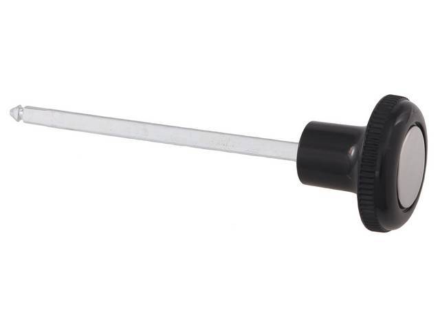 ROD AND KNOB, HEADLIGHT SWITCH, BLACK W/ POLISHED STAINLESS STEEL CENTER, SMALL KNOB TYPE