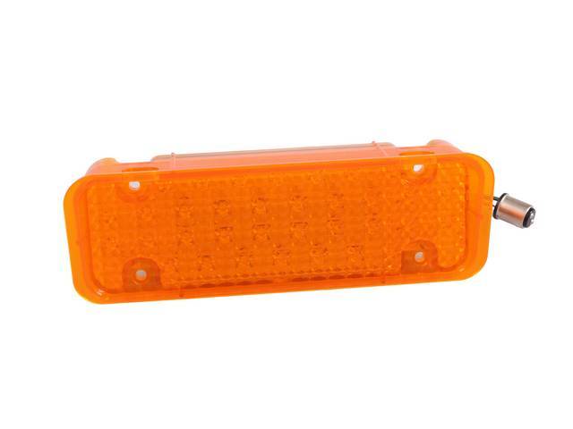 LED Parking Light Assembly, RH or LH, Amber lens w/ LED internals, reproduction for (71-72)
