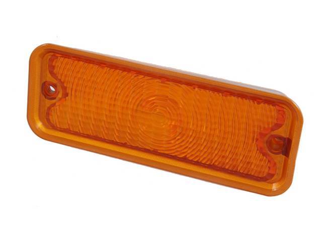 LENS, PARKING LIGHT, FRONT, AMBER, DIFFUSED SILVER PAINTED SIDES, ORIGINAL FOR TRUCK W/ BODY SIDE MOLDINGS, RH