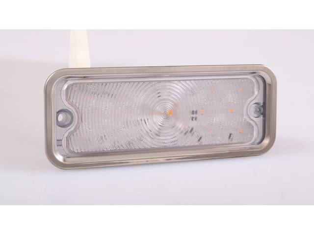 LED Parking Light Assembly, LH, Clear lens w/ LED internals, reproduction for (73-80)