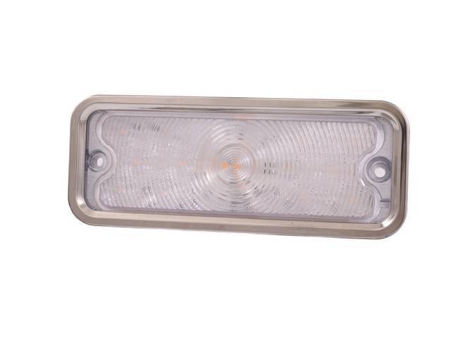 LED Parking Light Assembly, RH, Clear lens w/ LED internals, reproduction for (73-80)