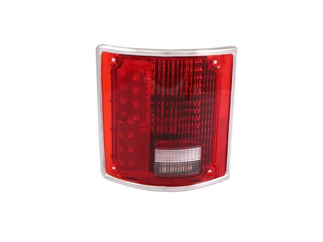 Tail Light Assembly, LH, Lens and Housing with Anodized Aluminum Trim, Sequential LED, reproduction for (73-87)