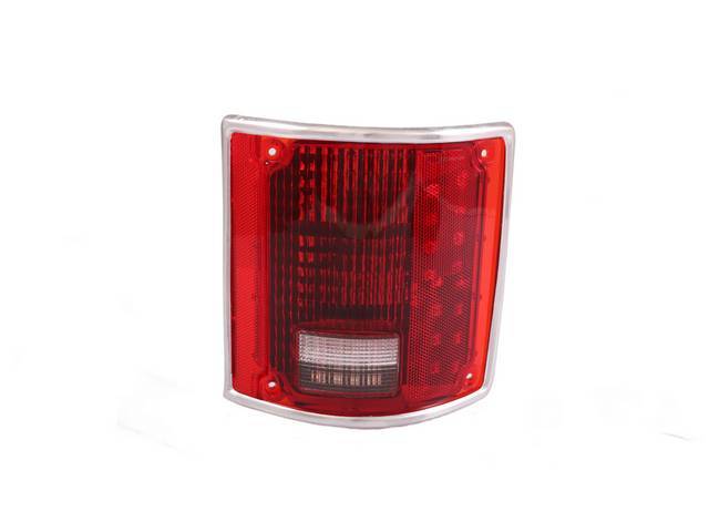 Tail Light Assembly, RH, Lens and Housing with Anodized Aluminum Trim, Sequential LED, reproduction for (73-87)