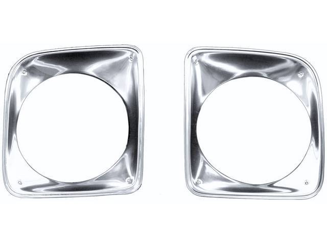 BEZEL SET, Head Light, chrome finish, repro