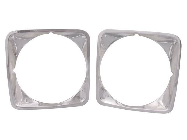 Head Light Bezel Set, chromed aluminum, Incl RH & LH, reproduction