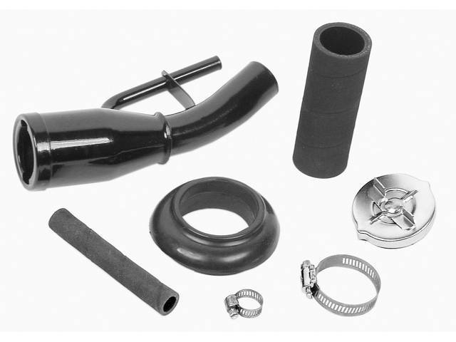 FILLER KIT, Fuel Tank, w/ non-chrome filler tube, includes filler neck, filler hoses, filler hose clamps, fuel neck grommet and cap, repro