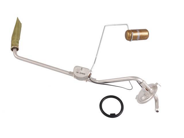 FUEL SENDING UNIT, 3/8 inch O.D. feed line, incl gasket, filter sock, 0-90 ohm, Imported repro