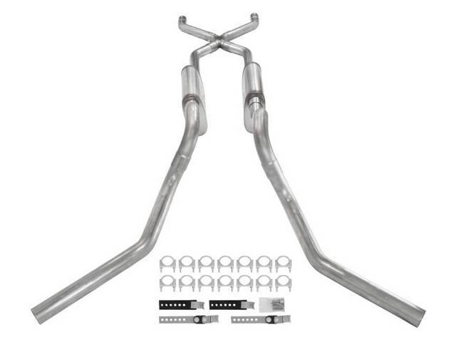 Stainless Dual Exhaust System, 2 1/2 diameter with x-pipe, Turbo Pro mufflers