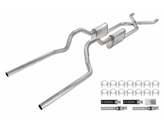 Stainless Dual Exhaust System, 2 1/2 diameter with x-pipe, Race Pro mufflers
