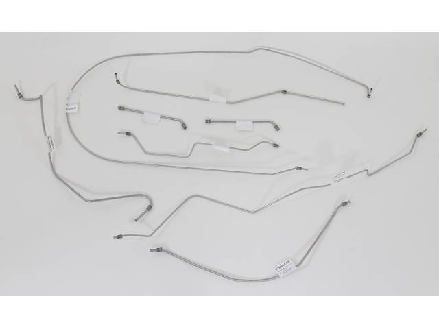 BRAKE LINE SET, Complete, stainless steel (OE were carbon steel), incl front, front to rear line and rear axle lines, repro