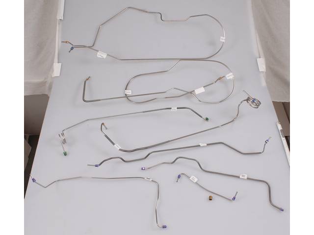 BRAKE LINE SET, Complete, stainless steel (OE were carbon steel), incl front, front to rear line and rear axle lines, repro
