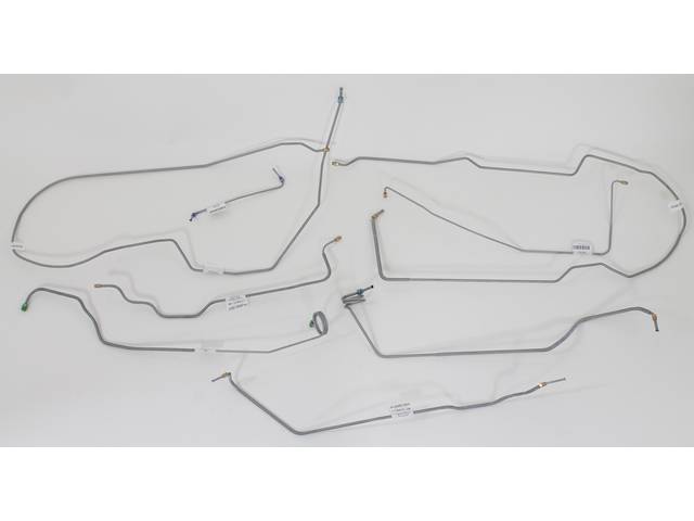 BRAKE LINE SET, Complete, carbon steel (OE style), incl front, front to rear line and rear axle lines, repro