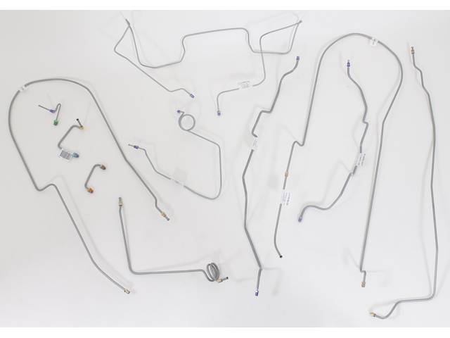 BRAKE LINE SET, Complete, carbon steel (OE style), incl front, front to rear line and rear axle lines, repro