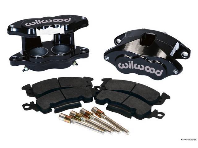 CALIPER KIT, Front Disc Upgrade, D52 by Wilwood, Black powder coated finish 2 piston forged billet aluminum w/ stainless steel pistons and high temperature seals, incl hardened slide pins and BP-10 high friction pads, mounts in stock location over stock r