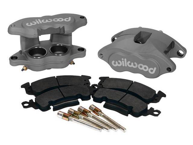 CALIPER KIT, Front Disc Upgrade, D52 by Wilwood, Gray anodized finish, 2 piston forged billet aluminum w/ stainless steel pistons and high temperature seals, incl hardened slide pins and BP-10 high friction pads, mounts in stock location over stock rotors