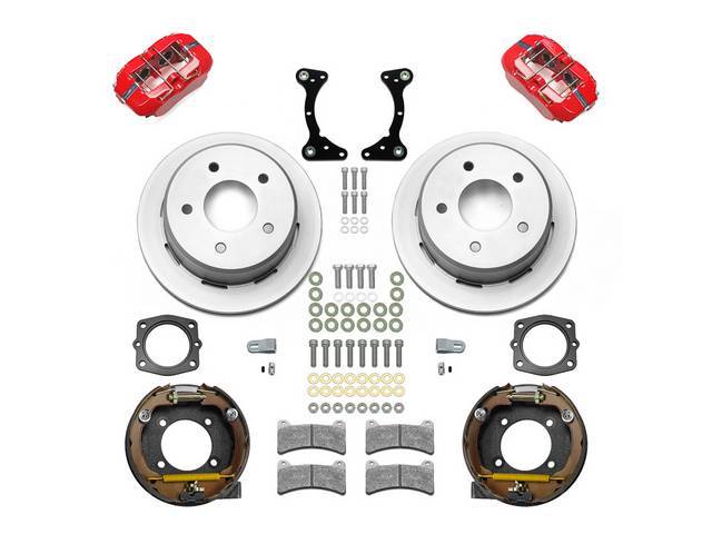 Rear Brake Disc Conversion Kit, 12.19 inch Std Rotors, Red powder coated Calipers, Wilwood