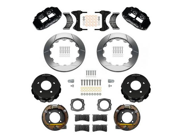 Rear Brake Disc Conversion Kit, 12.88 inch Slotted Rotors, Black powder coated Calipers, Wilwood