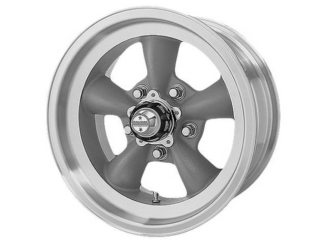 Wheel, Torq Thrust D, Natural Outer Rim W/ Dark Gray Center, 15 Inch O.D. X 10 Inch Width, 5 x 5 Inch Bolt Circle, 3 3/4 Inch Back Spacing