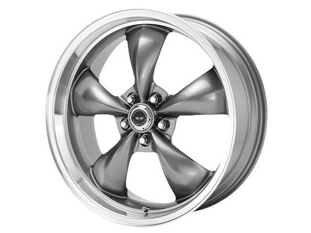 Wheel, Torq Thrust M, one-piece cast aluminum w/ Gun Metal center and machined lip, 17 Inch O.D. X 8 Inch Width, 5 x 5 Inch Bolt Circle, 4 1/2 Inch Back Spacing