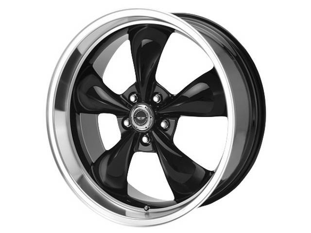 Wheel, Torq Thrust M, one-piece cast aluminum w/ Black center and machined lip, 17 Inch O.D. X 8 Inch Width, 5 x 5 Inch Bolt Circle, 4 1/2 Inch Back Spacing
