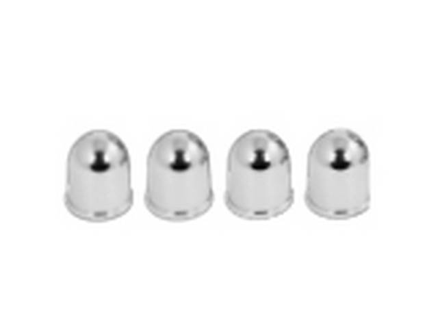 Lug Nut Covers, (4) Chrome plastic lug nut covers for 13/16 and 3/4 hex nuts