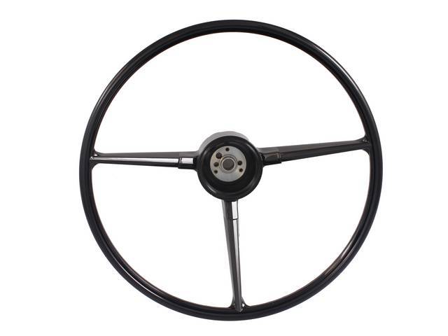 Steering Wheel, Black, 17 inch diameter, reproduction