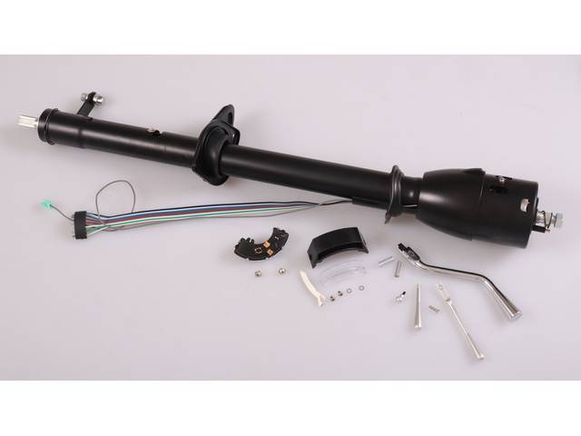 Shortened Steering Column Assembly, Column Shift, Tilt, Black finish, Reproduction for (67-72)