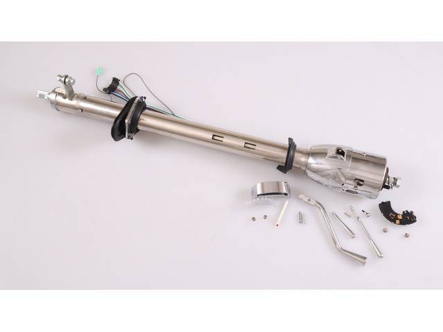 Shortened Steering Column Assembly, Column Shift, Tilt, Chrome finish, Reproduction for (67-72)