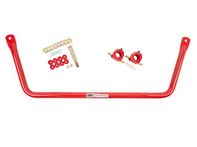 Tubular Front Sway Bar, 1 3/8 INCH O.D., Red Powder Coated Finish, Direct Bolt-in, US-Made