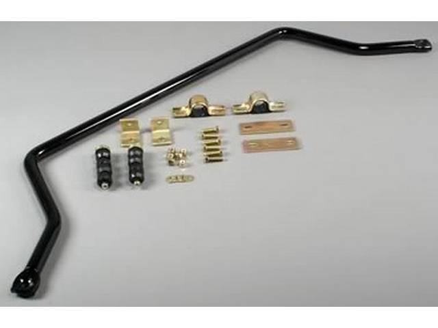 SWAY BAR, FRONT, 1 1/8 INCH O.D., BLACK POWDER COATED FINISH, INCL BLACK BUSHINGS AND MOUNTING HARDWARE