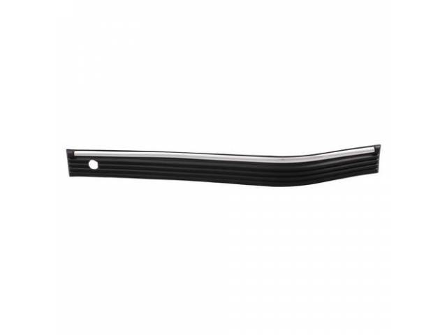 Front Bumper Impact Strip, LH, Black injection molded plastic w/ Chrome strip, 2-Piece design, Reproduction for (88-98)