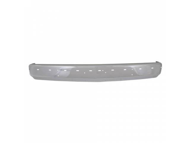 BUMPER, Front, w/ Impact Pad, Guard and license plate holes, chrome, repro