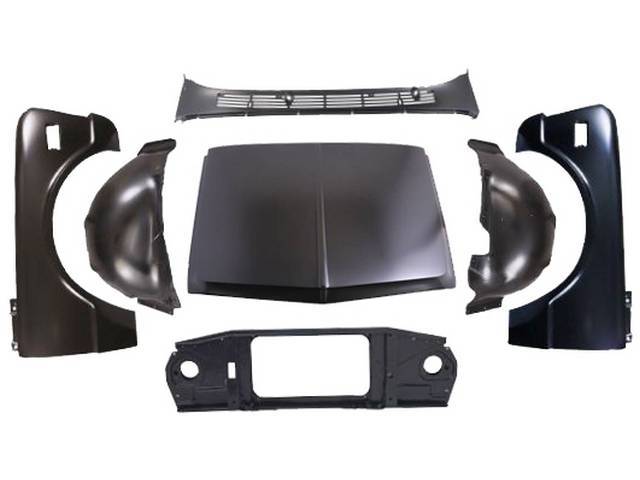 Front End Sheet Metal Package, Standard Hood w/o emblem holes, EDP coated or black finish, reproduction