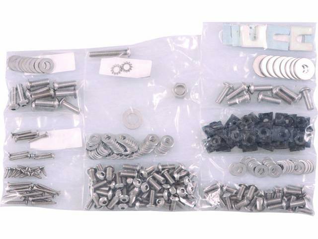FASTENER KIT, Front Sheetmetal, polished stainless steel, features