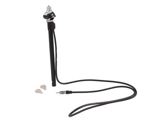 ANTENNA, Radio, Universal, Top Mount, designed to mount / use an existing fender hole, but antenna mast goes inside the fender for a cleaner look, incl 1200 mm length cable, replacement-style repro