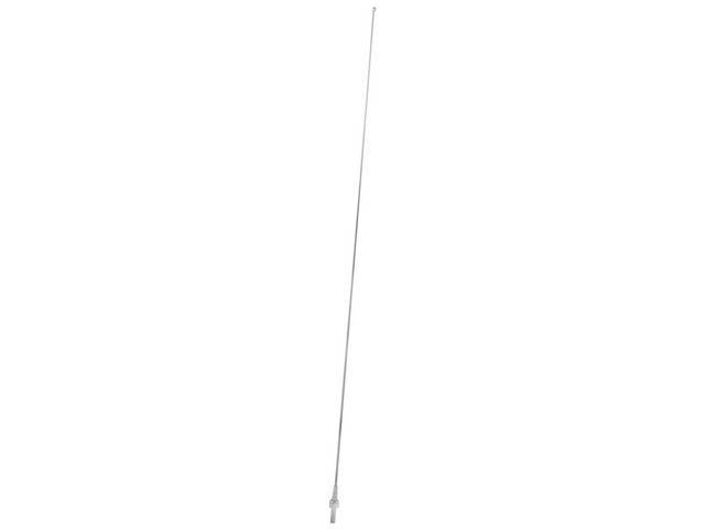 Radio Antenna Mast, Fixed Whip Style, 28 3/4 inch length and 1/4+ inch ball tip, AM/FM, reproduction