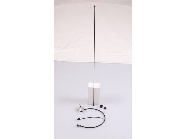 Radio Antenna Kit, Fixed w/ Smooth mast, includes cable, reproduction