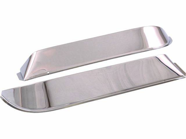 Window Deflector / Vent Shade Set, Front Door, Polished stainless steel, reproduction