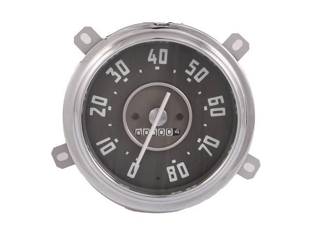 Speedometer Cluster Gauge, White Needle, 0-80 MPH , Complete Assembly