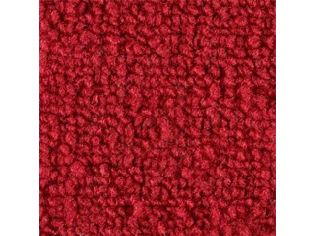 Red 1-Piece Raylon Loop Molded Carpet (with in-cab gas tank, floor w/o seat riser) with Standard Jute Padding and Backing