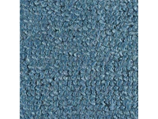 Medium Blue 1-Piece Raylon Loop Molded Carpet (with in-cab gas tank, floor w/o seat riser) with Standard Jute Padding and Backing