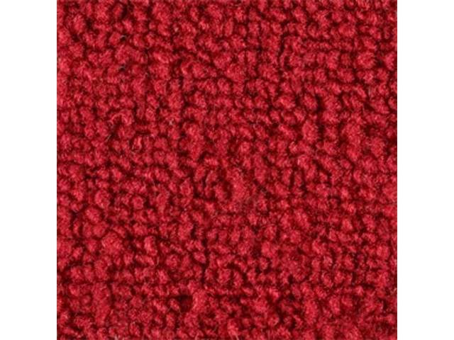 Red 1-Piece Raylon Loop Molded Carpet (with original floor seat riser) with Standard Jute Padding and Backing