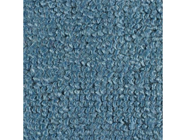 Medium Blue 1-Piece Raylon Loop Molded Carpet (with original floor seat riser) with Standard Jute Padding and Backing