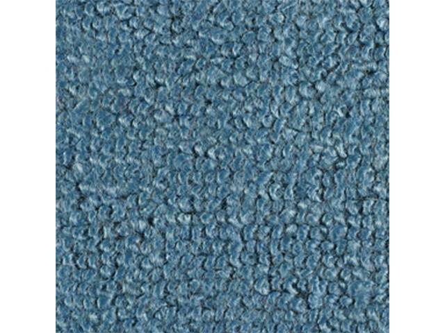 Medium Blue 1-Piece Raylon Loop Molded Carpet (w/o in-cab gas tank, floor w/o seat riser) with Standard Jute Padding and Backing