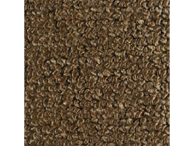 Dark Saddle 1-Piece Raylon Loop Molded Carpet (w/o in-cab gas tank, floor w/o seat riser) with Standard Jute Padding and Backing
