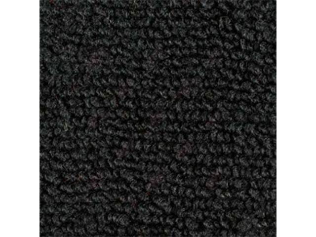 Black 1-Piece Raylon Loop Molded Carpet (A/T or column shift M/T) with Standard Jute Padding and Backing