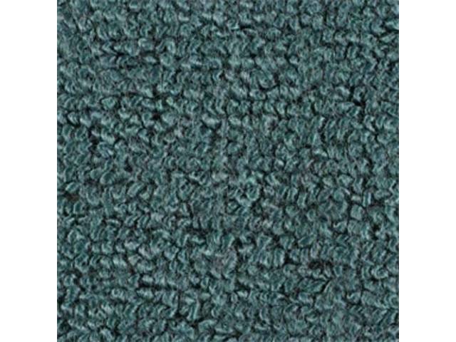 Blue Green 1-Piece Raylon Loop Molded Carpet (A/T or column shift M/T) with Standard Jute Padding and Backing