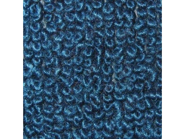Bright Blue 1-Piece Raylon Loop Molded Carpet (A/T or column shift M/T) with Standard Jute Padding and Backing
