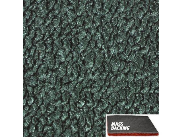 Blue Green 1-Piece Raylon Loop Molded Carpet (A/T or column shift M/T) with Standard Jute Padding and Improved Mass Backing