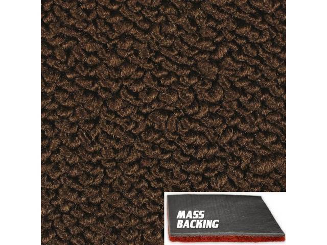 Dark Brown 1-Piece Raylon Loop Molded Carpet (A/T or column shift M/T) with Standard Jute Padding and Improved Mass Backing